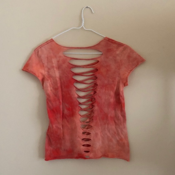 silence + noise Tops - Orange Distressed T-Shirt